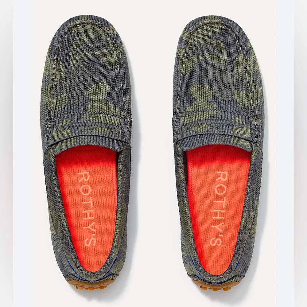 Rothy’s Sz 9 Women’s Forest Green Camo The Driver Loafers *Rare* EUC